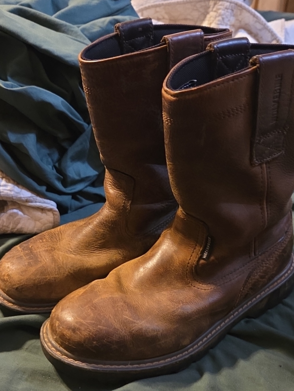 Wolverine Brown Leather Pull-On Western Work Boots